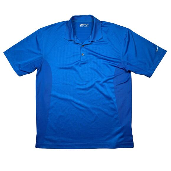 Polo‎ Men's Large Nike Dri-Fit Short Sleeve Blue Breatheable Perforated Golf - Picture 1 of 9
